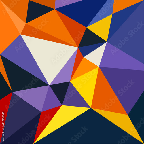 Triangles multicolor background  color crystals. Low polygonal mosaic  creative origami shapes  vector design