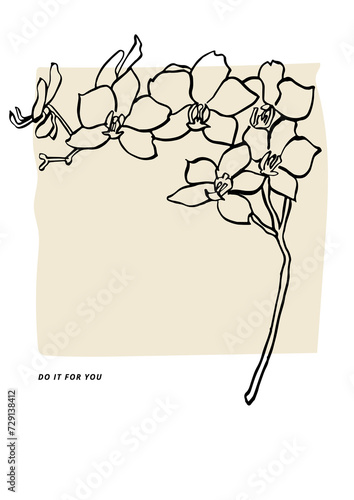 Vector illustration - ink floral posters with orchid flowers . Art for for prints, wall art, banner, background