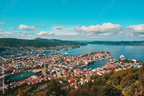 View of Bergen, Norway, in the summer