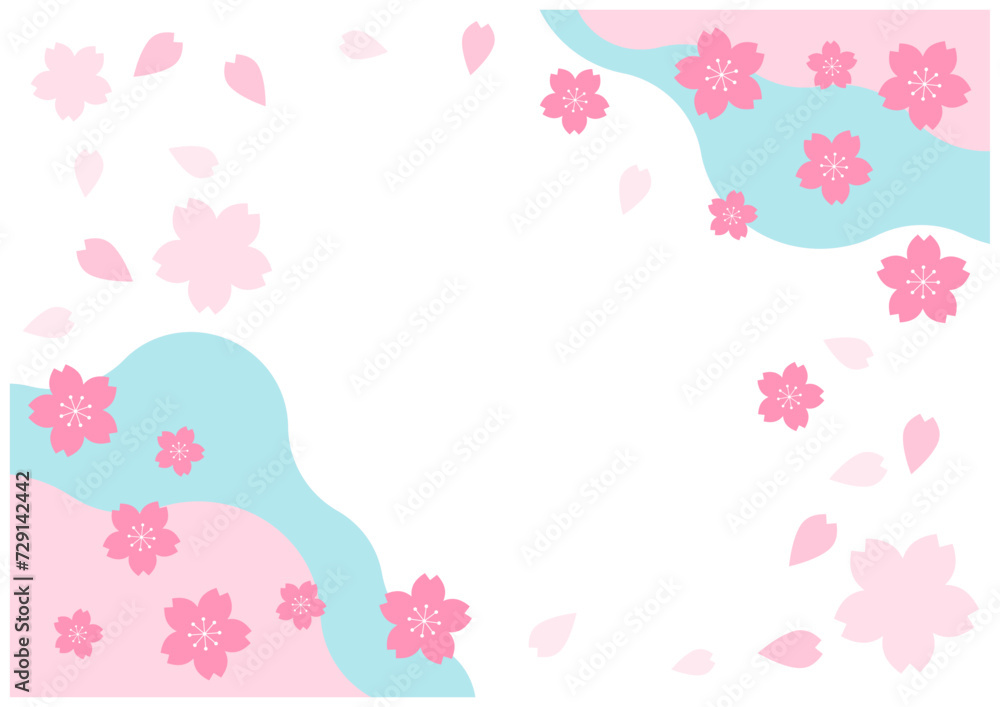 桜の花が美しい春の桜フレーム背景32