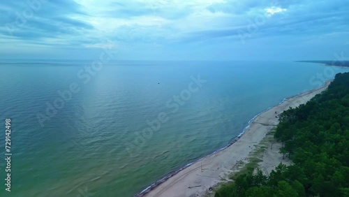 Wallpaper Mural Beautiful aerial shot of coastal beach with palm trees and an endless view of the ocean and sky. Torontodigital.ca