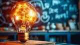 Creative concept with a glowing light bulb, symbolizing innovation, inspiration, and the power of ideas in business and technology
