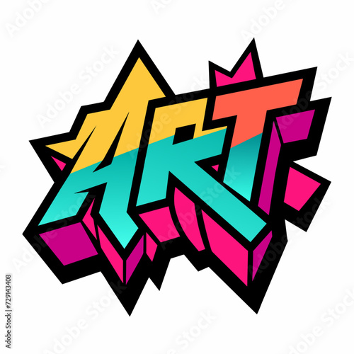 The word ART in street art graffiti lettering vector image style on a white background.