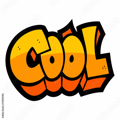 The word COOL in street art graffiti lettering vector image style on a white background.