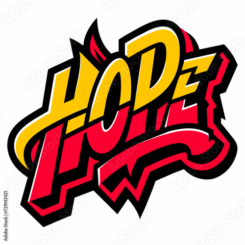 The word HOPE in street art graffiti lettering vector image style on a white background. photo