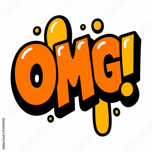 The word OMG in street art graffiti lettering vector image style on a white background.