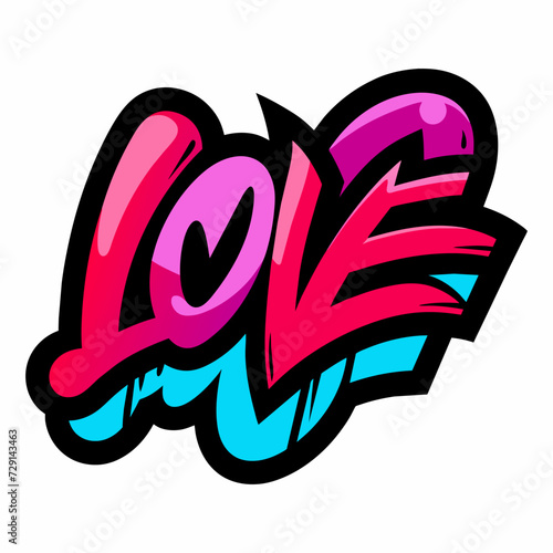 The word LOVE in street art graffiti lettering vector image style on a white background.