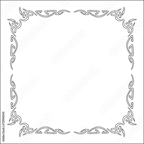 Elegant black and white ornamental frame, decorative border, corners for greeting cards, banners, business cards, invitations, menus. Isolated vector illustration.	