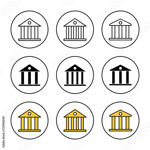 Bank icon set vector. Bank sign and symbol, museum, university