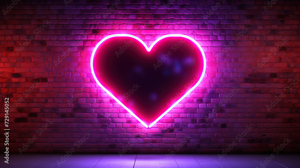 Bright heart. Neon sign. Retro neon heart sign on black background. Created with Ai