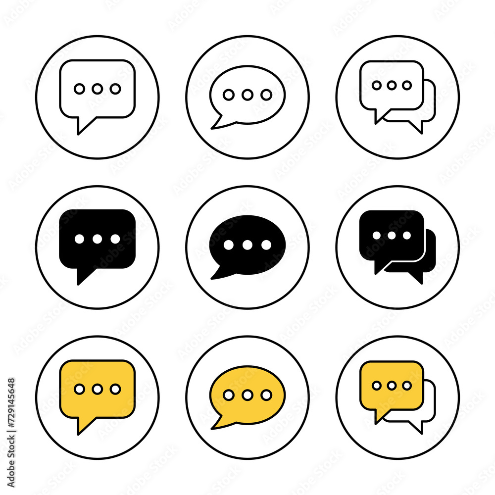 Chat icon set vector. speech bubble sign and symbol. comment icon. message Chat icon set vector. speech bubble sign and symbol. comment icon. message
