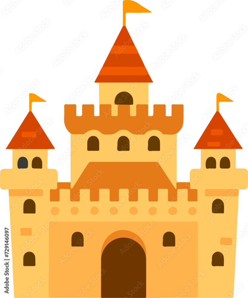 Medieval castle tower. Fairytail mansion exterior, king fortress castle and fortified palace with gate cartoon vector Medieval castle tower. Fairytail mansion exterior, king fortress castle and fortified palace with gate cartoon vector