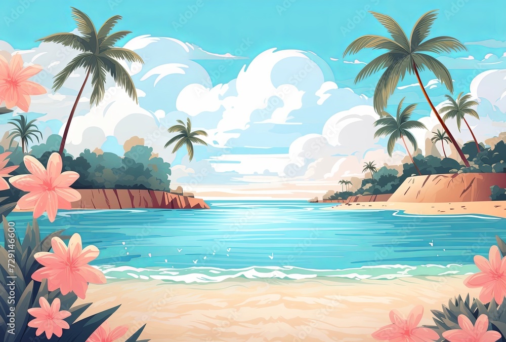 Fototapeta premium Summer sea illustration on natural background