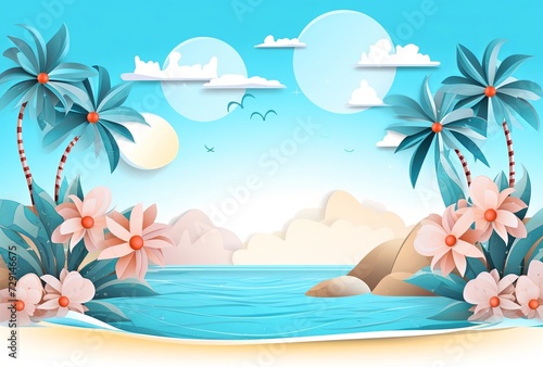 Summer sea illustration on natural background © EnelEva