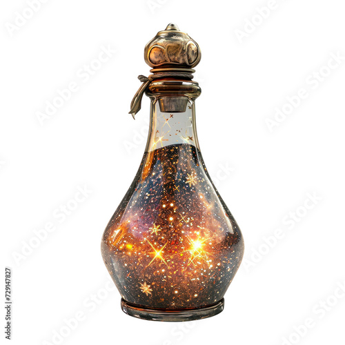 Magic potion bottle. Isolated on transparent background.