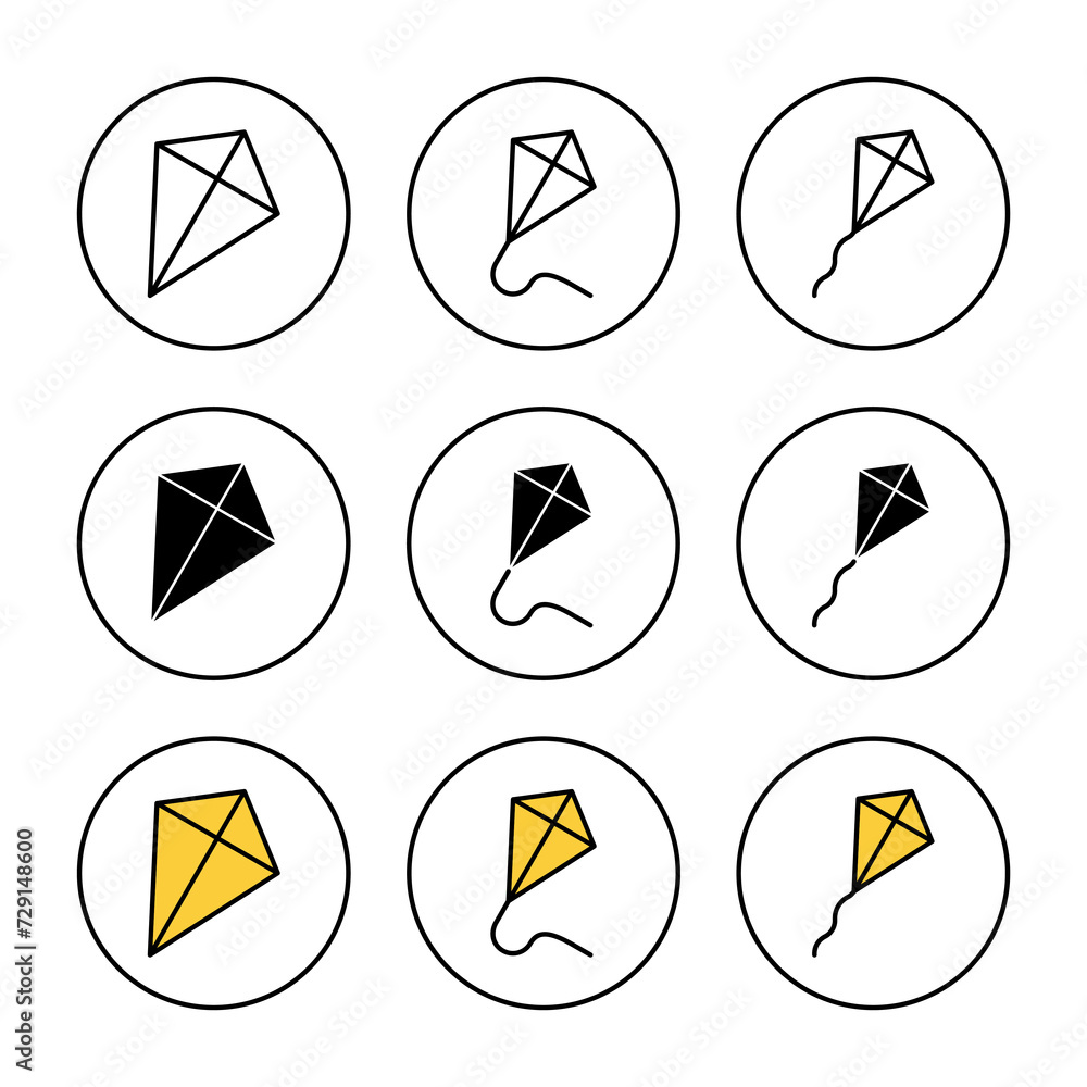 Kite icon set vector. kite sign and symbol Kite icon set vector. kite sign and symbol