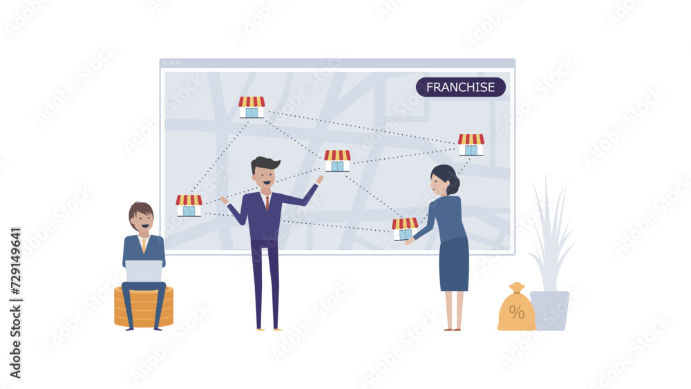 Fototapeta premium フランチャイズでの多店舗展開を計画するビジネスチーム