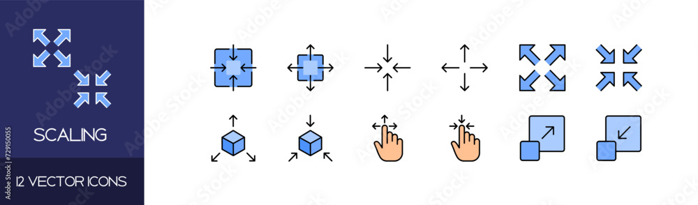 Obraz premium Scaling icon set. Flat style. Vector icons