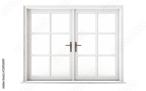 White Door Window Frame on a White or Clear Surface PNG Transparent Background