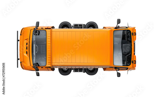 Orange Truck Top View on a White or Clear Surface PNG Transparent Background