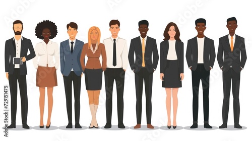 Diverse group of business people, entrepreneurs, or office workers isolated on a white background, 