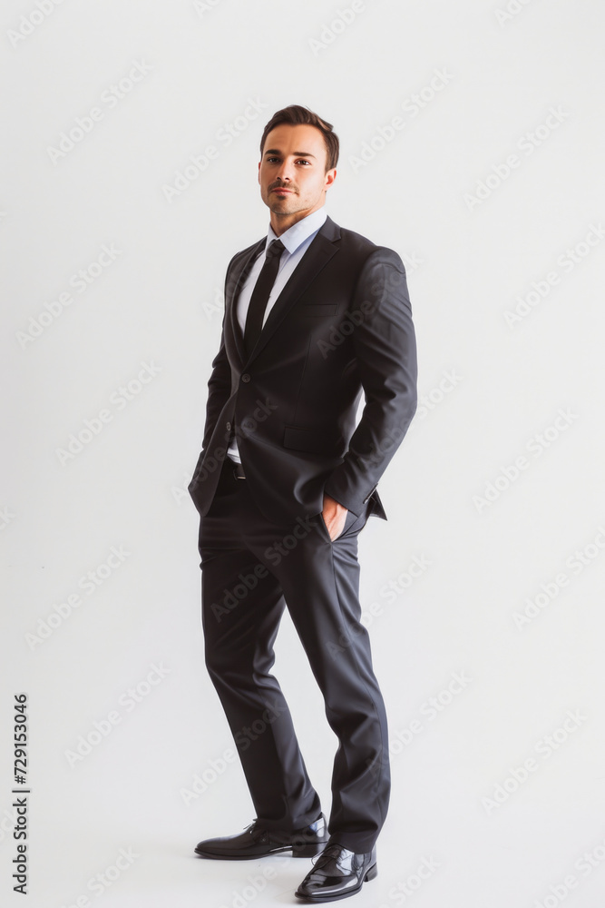 man wearing Business attire, standing, white background man wearing Business attire, standing, white background