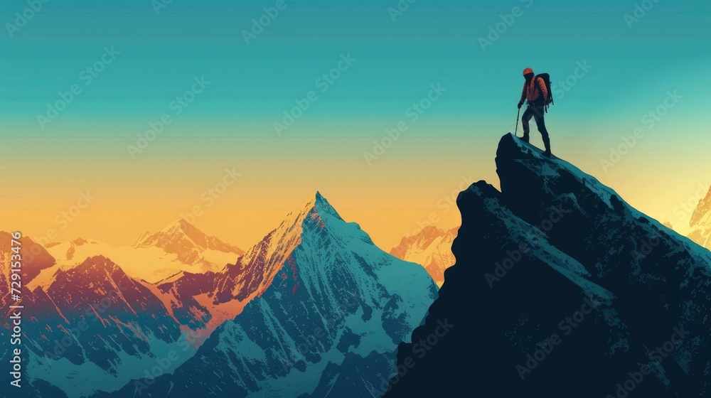 Mountain climber, background illustration, travel concept