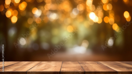 tabletop on a blurry background warmer colors of the autumn park abstract platform.