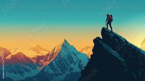 Mountain climber  background illustration  travel concept