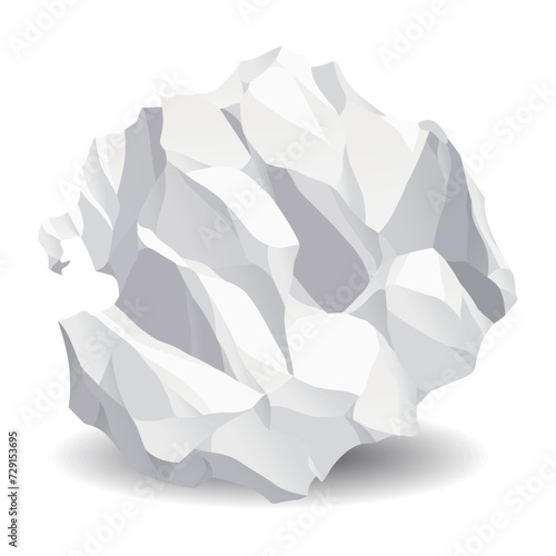 Crumpled paper ball icon. Realistic garbage, bad idea symbol, crushed piece of paper. Throw rumple grunge sheet. Mistake in document. Realistic wrinkled page
