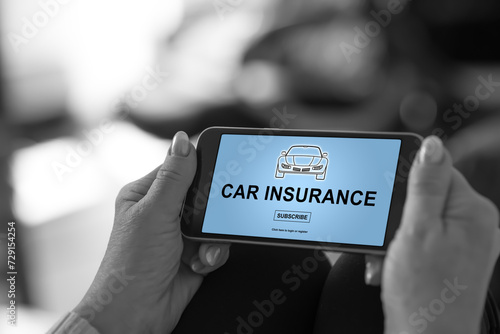 Car insurance concept on a smartphone