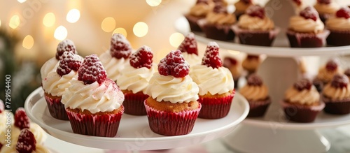 Delicious sweet holiday buffet with cupcakes