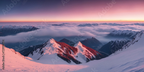 Alps mountain view moody light sunset