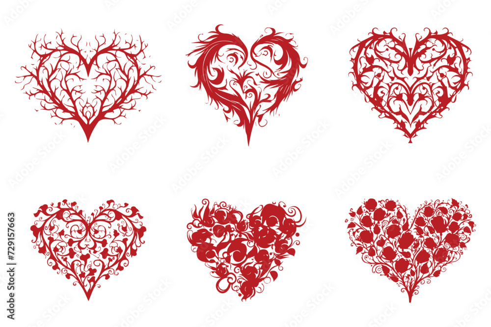Ornamental artistic valentine heart vector silhouette.
Ornamental artistic valentine heart vector silhouette.