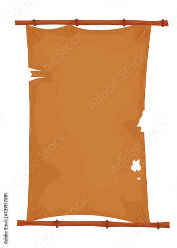 Bamboo frames parchment icon. Wooden tropical stick border. Signboard cartoon or blank papyrus banners. Vector illustration isolated on white background