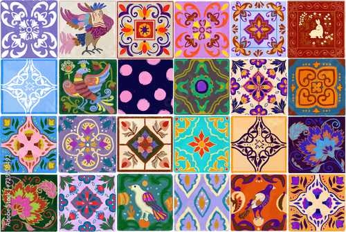 Fotografie Seamless tiles. Decorative background hand painted.