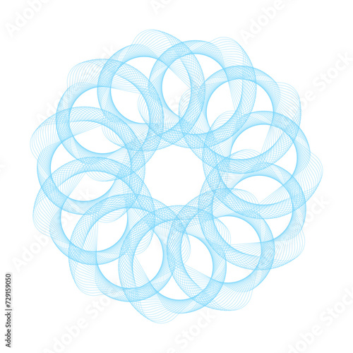 Abstract lines guilloche pattern blue vector background for digital certificate, diploma, official document, formal paper. Guilloche rosette certificate.
