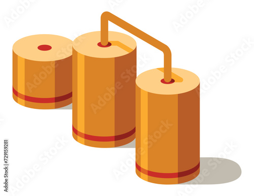 Oil gas platform isometric icon composition. Offshore mining element of depot petroleum products with drilling rig platform. Item for extraction from under the sea bed deposits