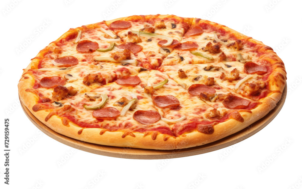 pizza on wooden tray on a White or Clear Surface PNG Transparent Background