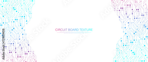 Quantum computer technologies concept. Futuristic blue circuit board background vector. Modern technology circuit board texture background design. Waves flow. Quantum explosion technology.