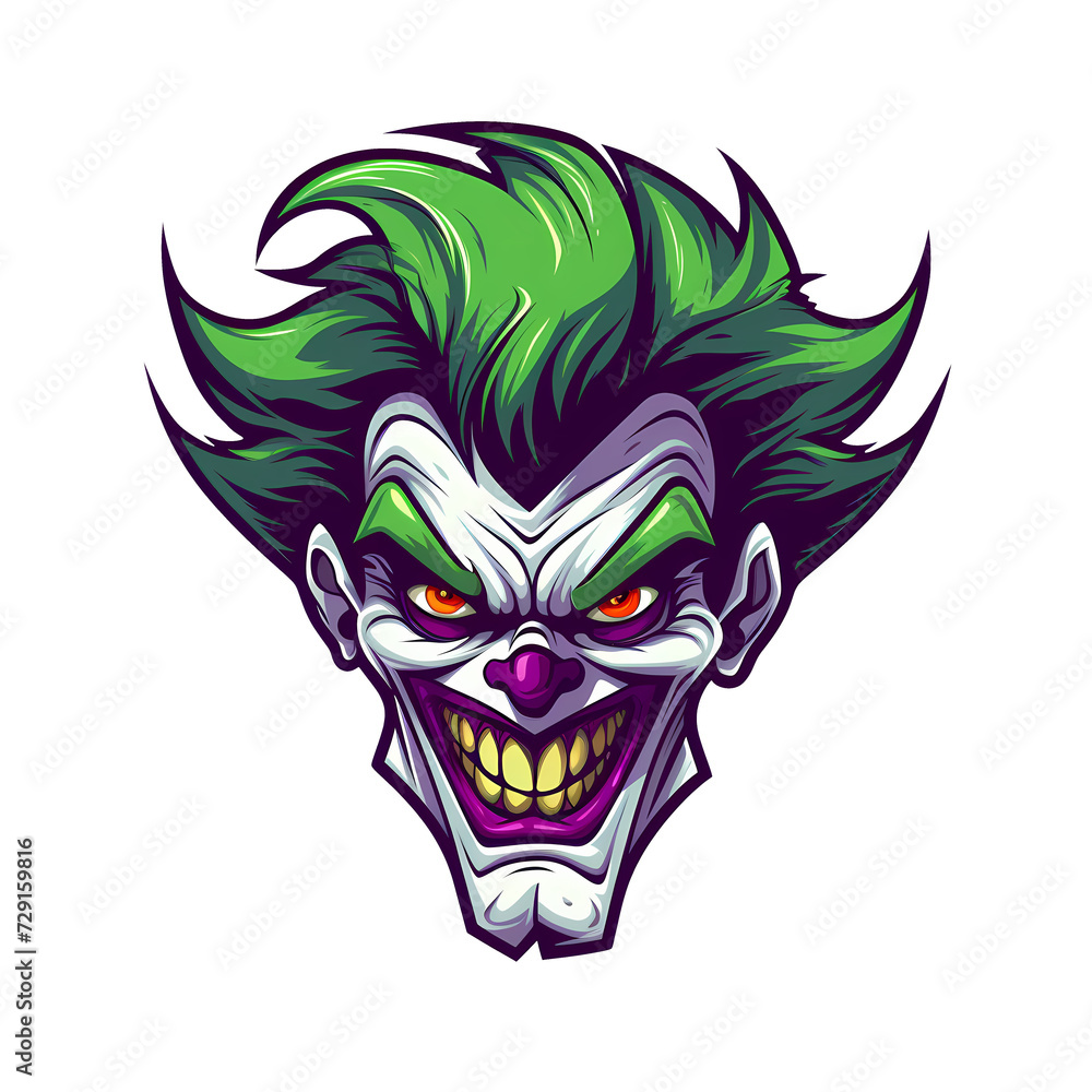joker head art illustrations for stickers, tshirt design, poster etc
