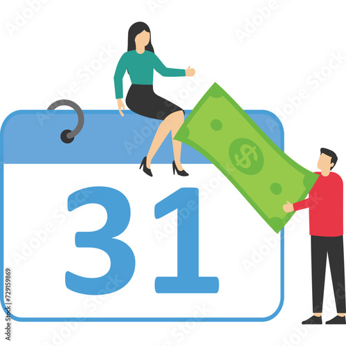 Payroll Concept, Showing a group of people celebrating payroll day, payment towards employees, Suitable for landing page, UI, web, app intro card, editorial, flyer and banner, Flat Vector Illustration