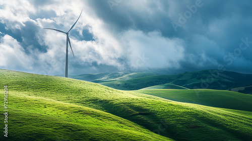 Modern wind turbines harness the power of wind in open fields, contributing to clean, renewable energy for the future
