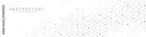 Modern technology vector illustration with square grid. Technology banner template cubes texture. Digital geometric abstraction with lines and dots