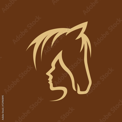 Horse logo with women silhouette logo