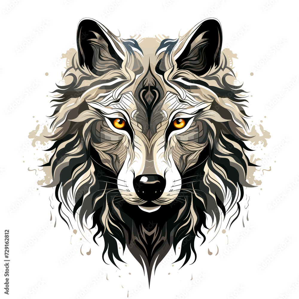Portrait of a wolf in psychedelic vector pop art style. Portrait of a wolf in psychedelic vector pop art style.