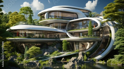 A futuristic home with eco-friendly features