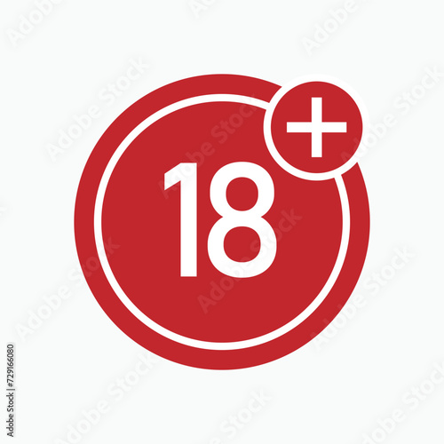 18+ Icons. Adults Only. Filtered Consumption, Limitation Age, Special User. Applied as a Trendy Symbol for Design Elements, Presentations, and Web Apps.