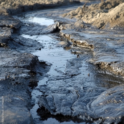 Crude oil spills on land, pollution © Simone