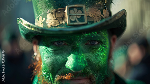 man leprechaun in the green outfit. Happy Saint Patrick's Day. selebrating 